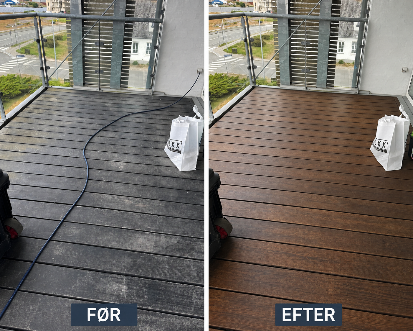 Færdigt resultat: Cumara hårdttræ i Vordingborg behandlet med terrasseolie dark pine