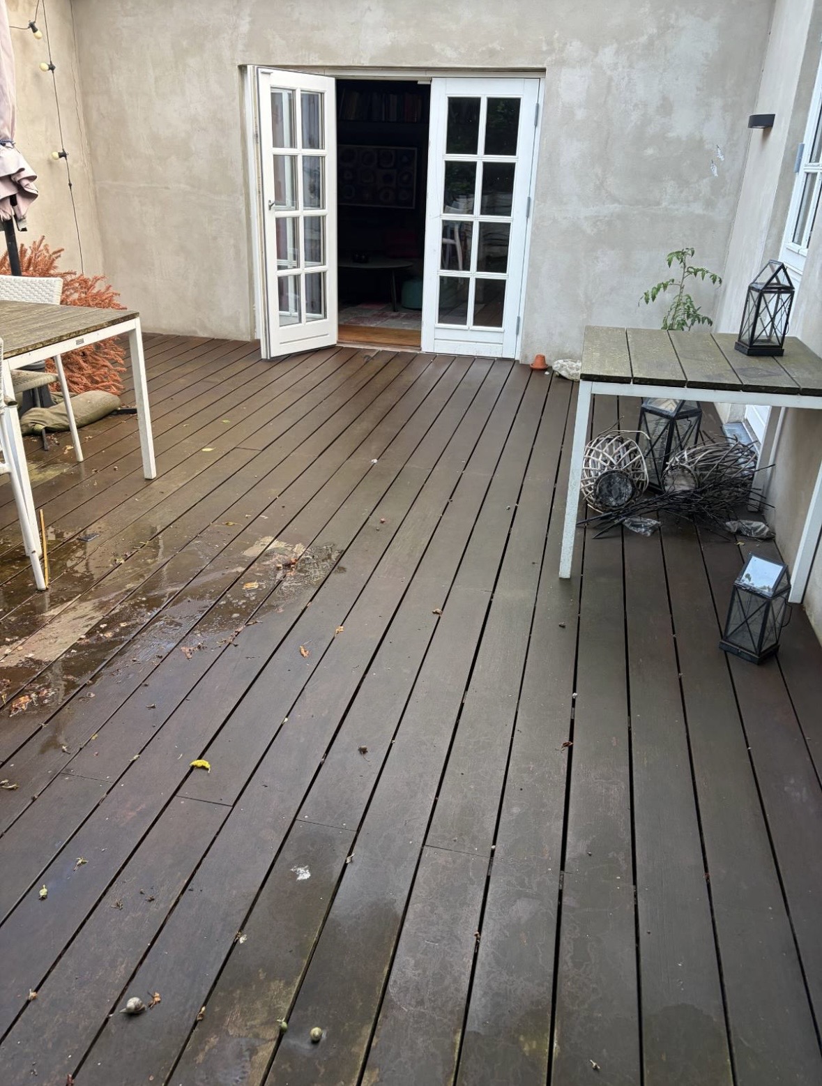 Udgangspunkt før arbejdet: Cumaru (terrasse) Massivt træ køkkenbord i Rødovre — billede 3